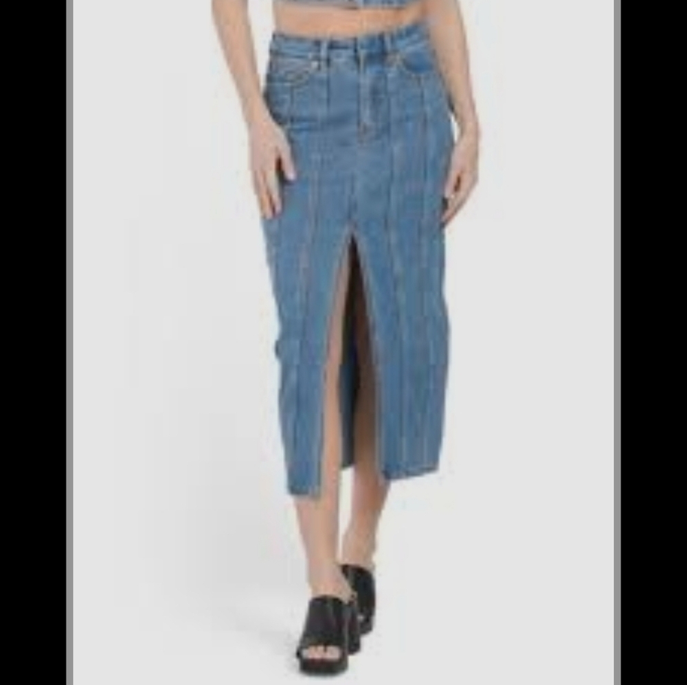 House Of Harlow 1960 Frobt Slit Midi Jean Skirt Size 6